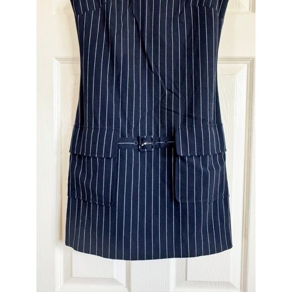 STAUD Sheila Navy Pinstripe Sheath Mini Dress XS - Picture 7 of 8